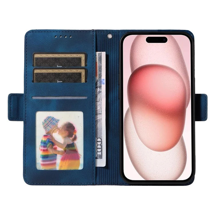 For iPhone 15 Case PU Leather Rhombus Starry Phone Wallet Cover