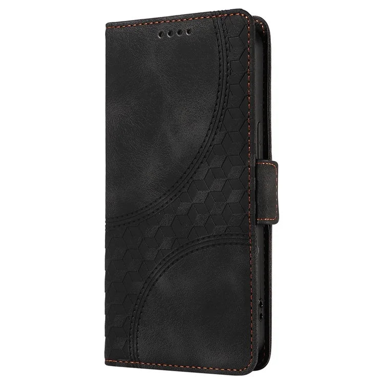 For iPhone 15 Case PU Leather Rhombus Starry Phone Wallet Cover