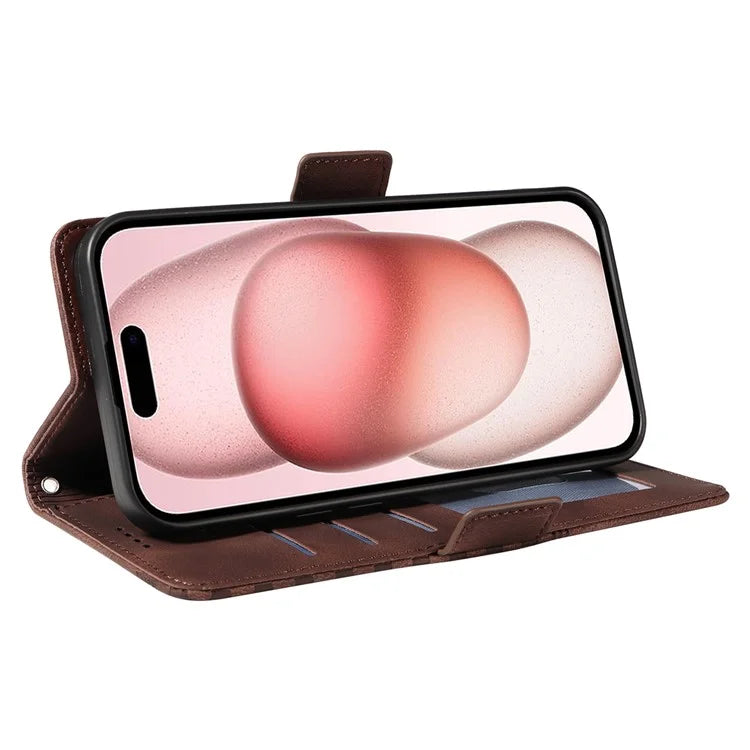 For iPhone 15 Case PU Leather Rhombus Starry Phone Wallet Cover