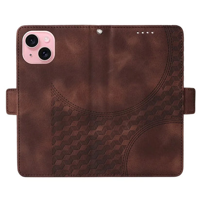 For iPhone 15 Case PU Leather Rhombus Starry Phone Wallet Cover