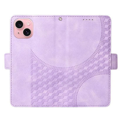 For iPhone 15 Case PU Leather Rhombus Starry Phone Wallet Cover