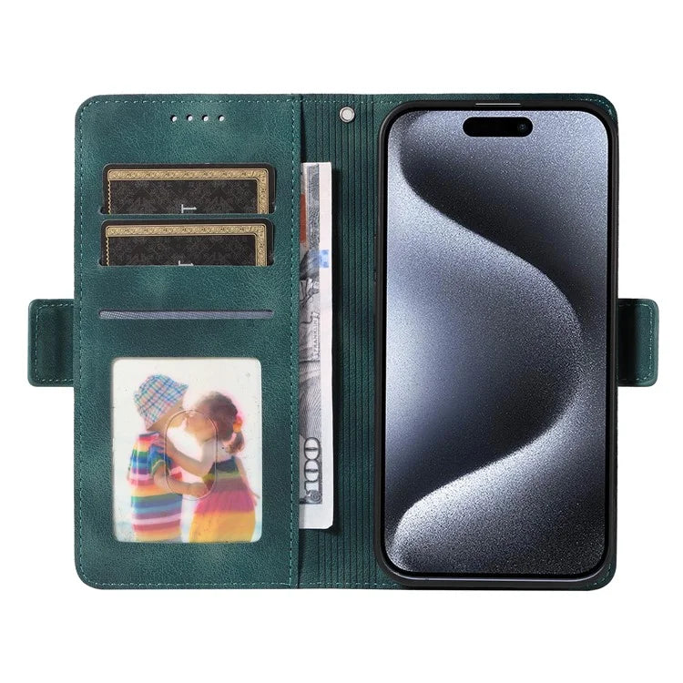 For iPhone 15 Pro Case Rhombus Starry PU Leather Shockproof Phone Cover