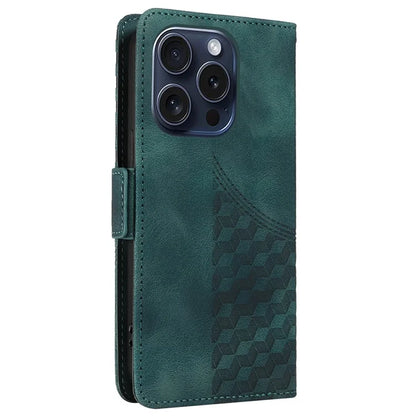 For iPhone 15 Pro Case Rhombus Starry PU Leather Shockproof Phone Cover