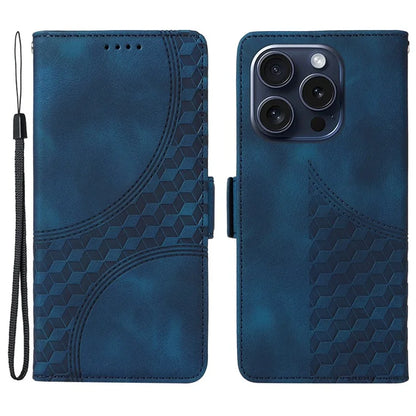 For iPhone 15 Pro Case Rhombus Starry PU Leather Shockproof Phone Cover