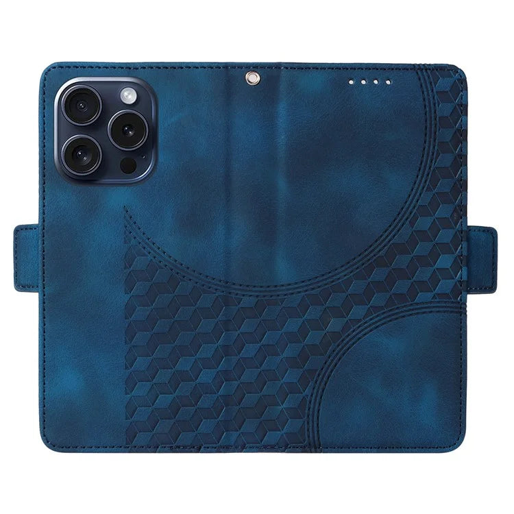 For iPhone 15 Pro Case Rhombus Starry PU Leather Shockproof Phone Cover