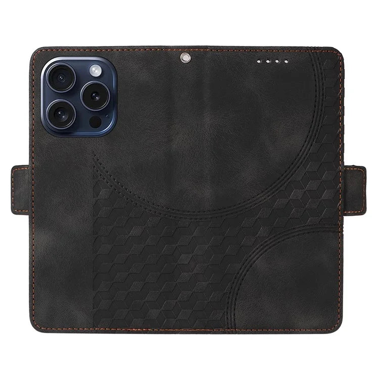 For iPhone 15 Pro Case Rhombus Starry PU Leather Shockproof Phone Cover