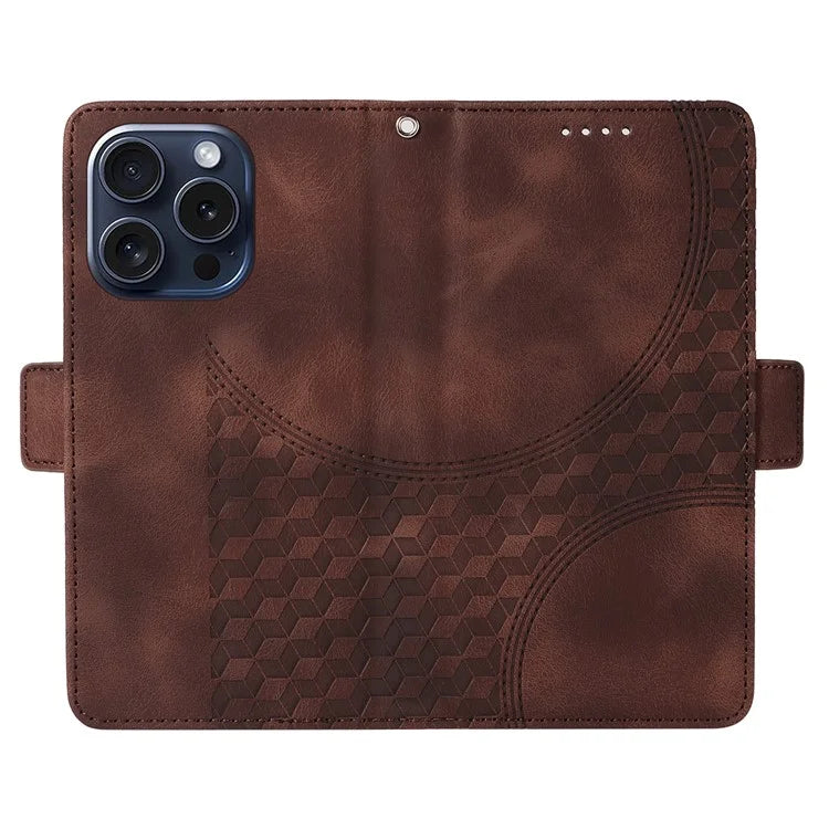 For iPhone 15 Pro Case Rhombus Starry PU Leather Shockproof Phone Cover