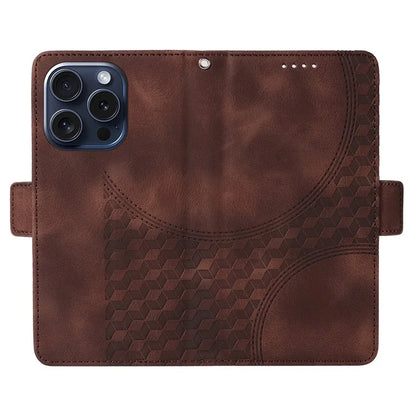 For iPhone 15 Pro Case Rhombus Starry PU Leather Shockproof Phone Cover