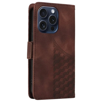 For iPhone 15 Pro Case Rhombus Starry PU Leather Shockproof Phone Cover