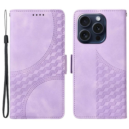 For iPhone 15 Pro Case Rhombus Starry PU Leather Shockproof Phone Cover