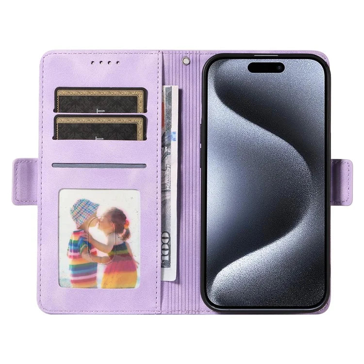 For iPhone 15 Pro Case Rhombus Starry PU Leather Shockproof Phone Cover