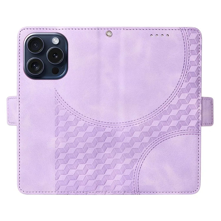 For iPhone 15 Pro Case Rhombus Starry PU Leather Shockproof Phone Cover