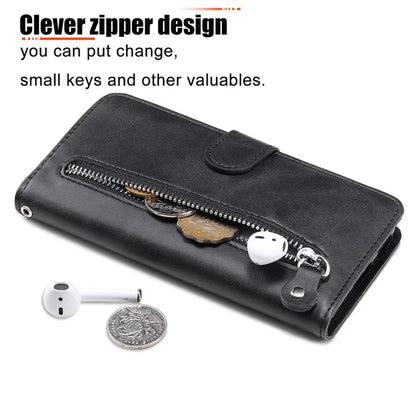 For Sony Xperia 5 VI Case Zipper Pocket Leather Wallet Phone Cover