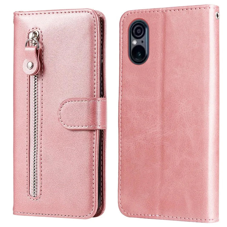 For Sony Xperia 5 VI Case Zipper Pocket Leather Wallet Phone Cover