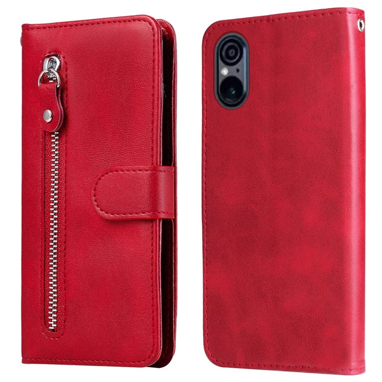 For Sony Xperia 5 VI Case Zipper Pocket Leather Wallet Phone Cover