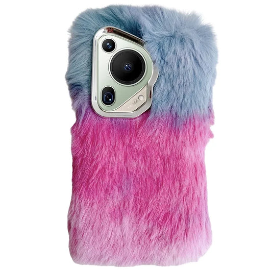 For Huawei Pura 70 Ultra Cell Phone Cases Silver Camera Frame Fluffy TPU Cover