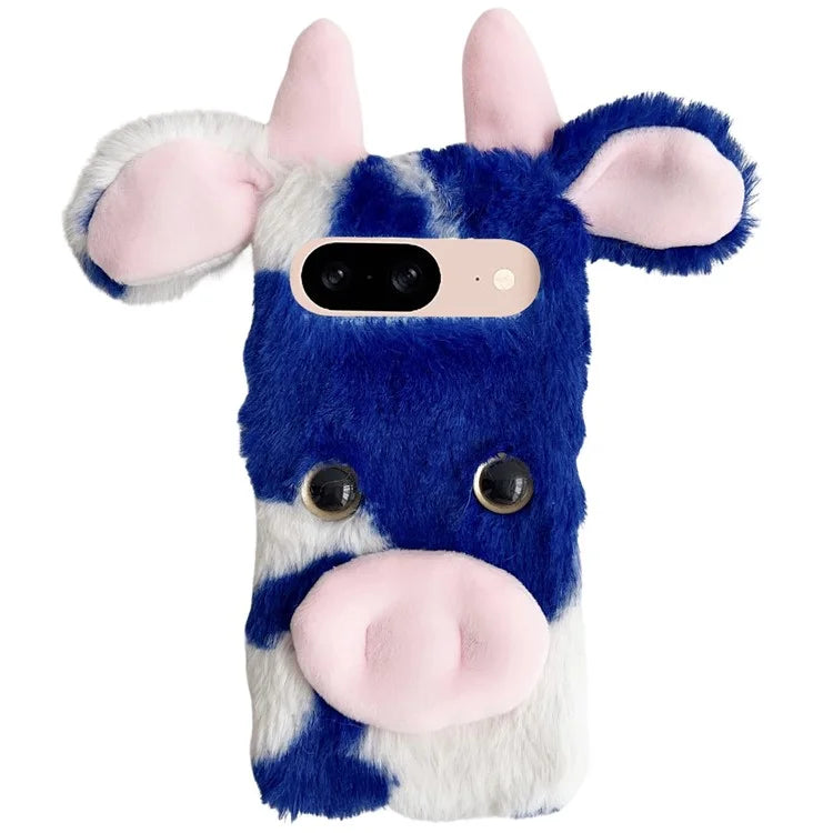 For Google Pixel 9 / 9 Pro Fluffy Cows Ear Cover Shockproof TPU Phone Case