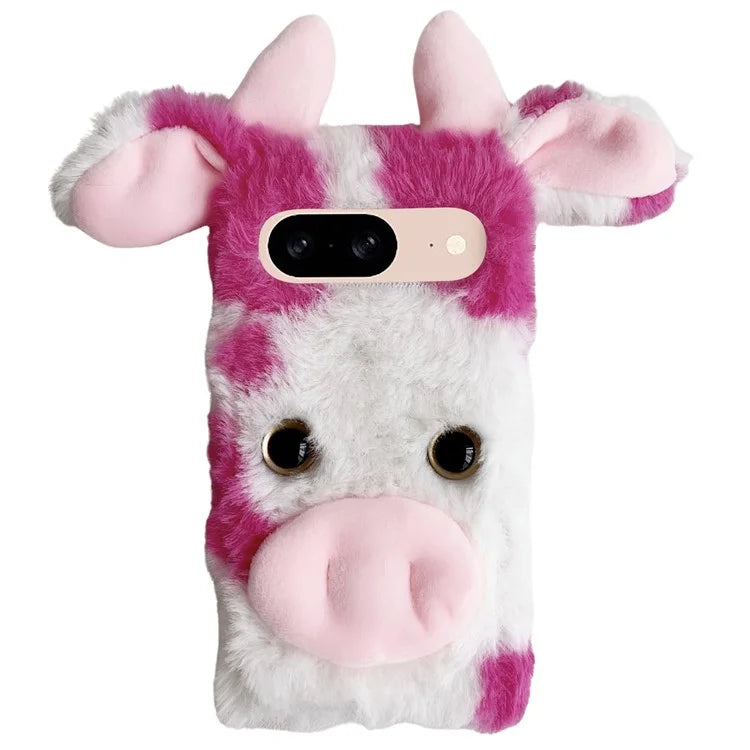 For Google Pixel 9 / 9 Pro Fluffy Cows Ear Cover Shockproof TPU Phone Case