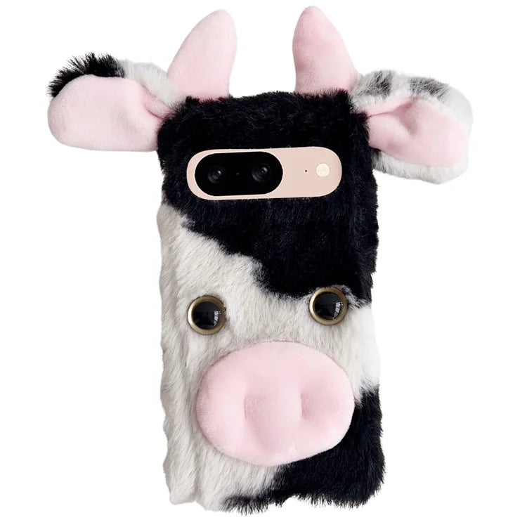 For Google Pixel 9 / 9 Pro Fluffy Cows Ear Cover Shockproof TPU Phone Case