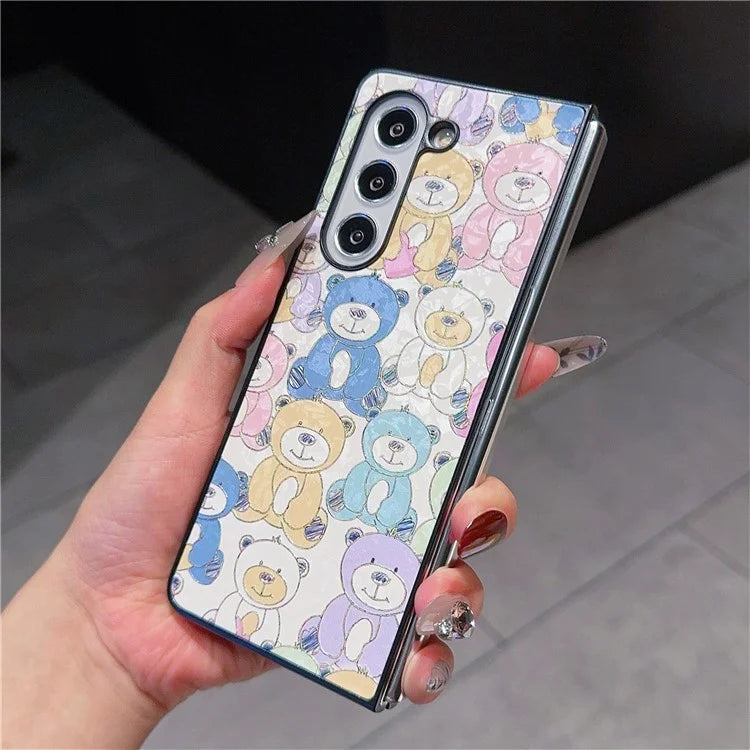 For Samsung Galaxy Z Fold6 5G Case Lacquered Pattern PU Leather PC Phone Cover
