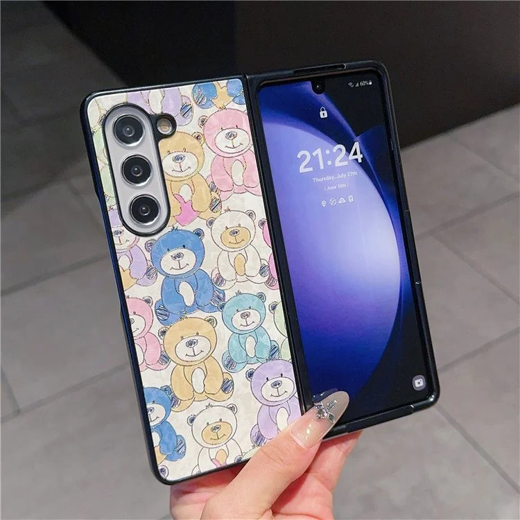 For Samsung Galaxy Z Fold6 5G Case Lacquered Pattern PU Leather PC Phone Cover