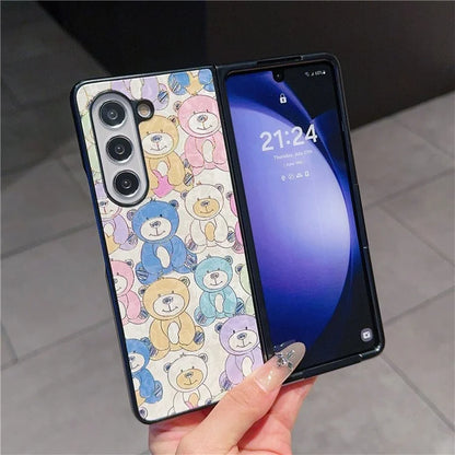 For Samsung Galaxy Z Fold6 5G Case Lacquered Pattern PU Leather PC Phone Cover