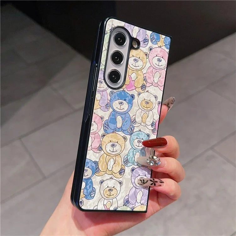 For Samsung Galaxy Z Fold6 5G Case Lacquered Pattern PU Leather PC Phone Cover