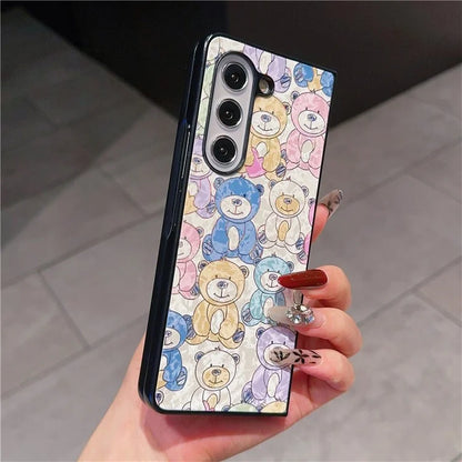 For Samsung Galaxy Z Fold6 5G Case Lacquered Pattern PU Leather PC Phone Cover