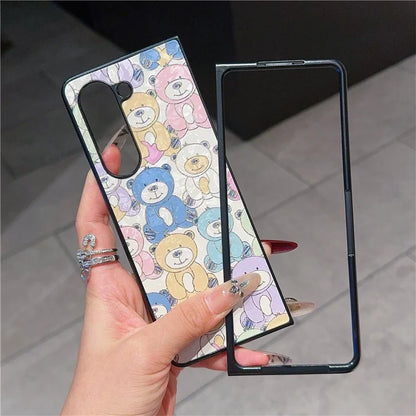For Samsung Galaxy Z Fold6 5G Case Lacquered Pattern PU Leather PC Phone Cover