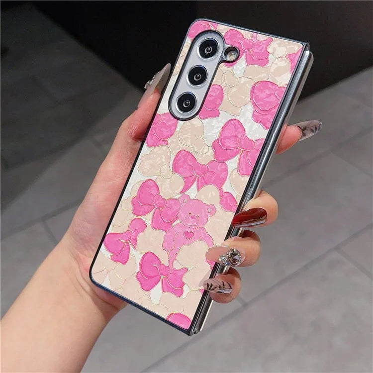 For Samsung Galaxy Z Fold6 5G Case Lacquered Pattern PU Leather PC Phone Cover