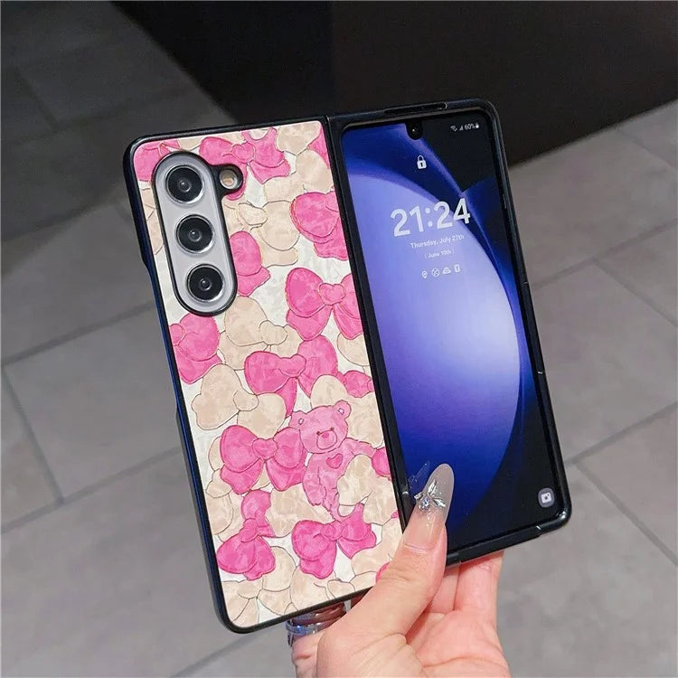 For Samsung Galaxy Z Fold6 5G Case Lacquered Pattern PU Leather PC Phone Cover