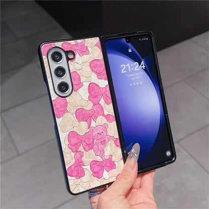For Samsung Galaxy Z Fold6 5G Case Lacquered Pattern PU Leather PC Phone Cover