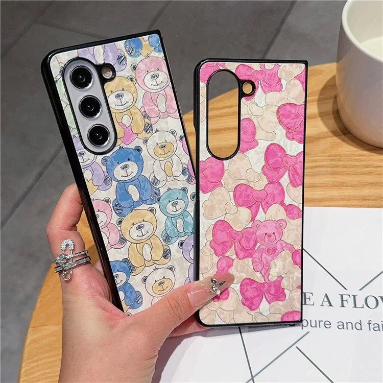 For Samsung Galaxy Z Fold6 5G Case Lacquered Pattern PU Leather PC Phone Cover