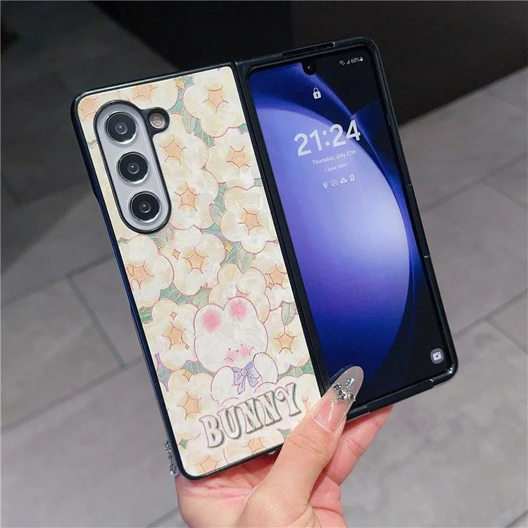 For Samsung Galaxy Z Fold6 5G Case Lacquered Pattern PU Leather PC Phone Cover