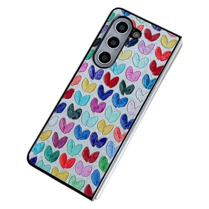 For Samsung Galaxy Z Fold6 5G Case Lacquered Pattern PU Leather PC Phone Cover