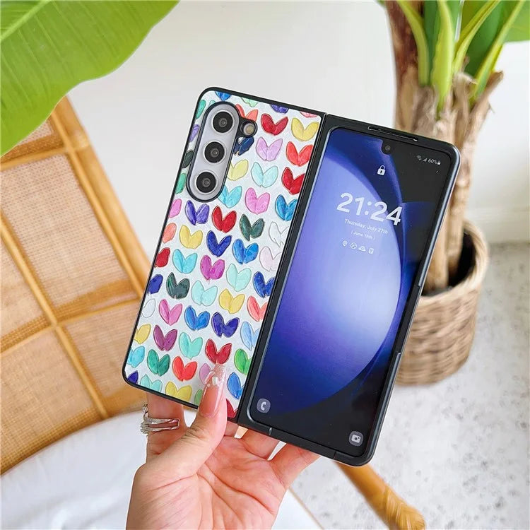 For Samsung Galaxy Z Fold6 5G Case Lacquered Pattern PU Leather PC Phone Cover