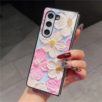 For Samsung Galaxy Z Fold6 5G Case Lacquered Pattern PU Leather PC Phone Cover