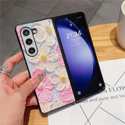 For Samsung Galaxy Z Fold6 5G Case Lacquered Pattern PU Leather PC Phone Cover