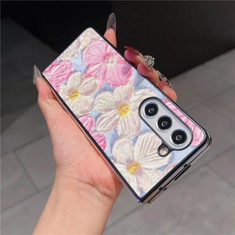 For Samsung Galaxy Z Fold6 5G Case Lacquered Pattern PU Leather PC Phone Cover
