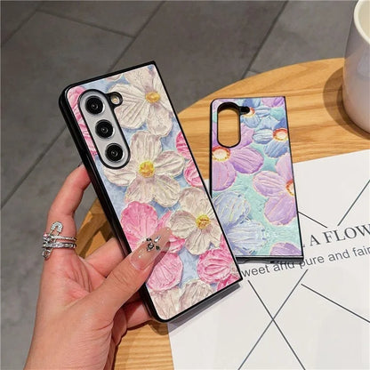 For Samsung Galaxy Z Fold6 5G Case Lacquered Pattern PU Leather PC Phone Cover