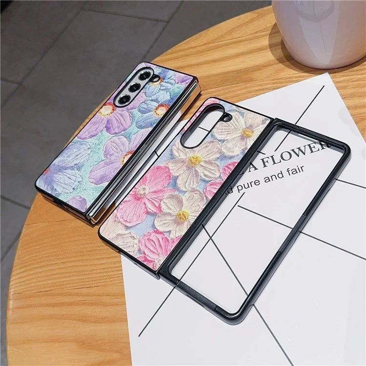 For Samsung Galaxy Z Fold6 5G Case Lacquered Pattern PU Leather PC Phone Cover