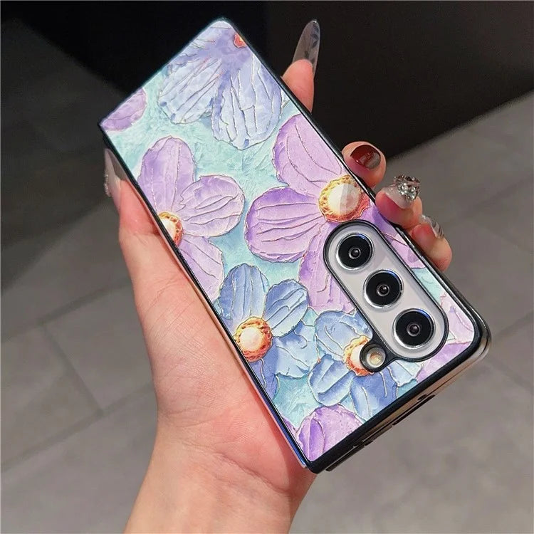 For Samsung Galaxy Z Fold6 5G Case Lacquered Pattern PU Leather PC Phone Cover
