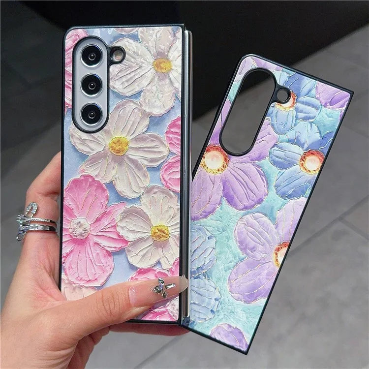 For Samsung Galaxy Z Fold6 5G Case Lacquered Pattern PU Leather PC Phone Cover