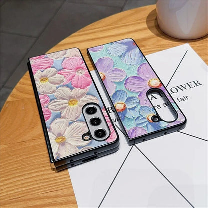 For Samsung Galaxy Z Fold6 5G Case Lacquered Pattern PU Leather PC Phone Cover