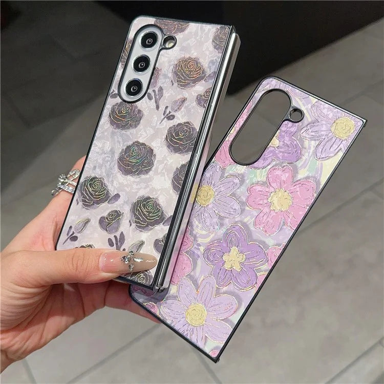 For Samsung Galaxy Z Fold6 5G Case Lacquered Pattern PU Leather PC Phone Cover