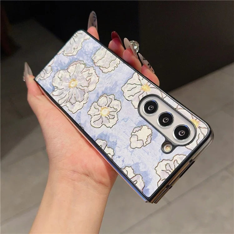 For Samsung Galaxy Z Fold6 5G Case Lacquered Pattern PU Leather PC Phone Cover