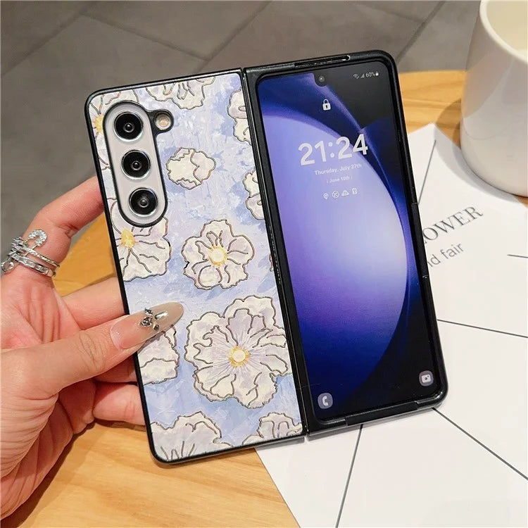 For Samsung Galaxy Z Fold6 5G Case Lacquered Pattern PU Leather PC Phone Cover