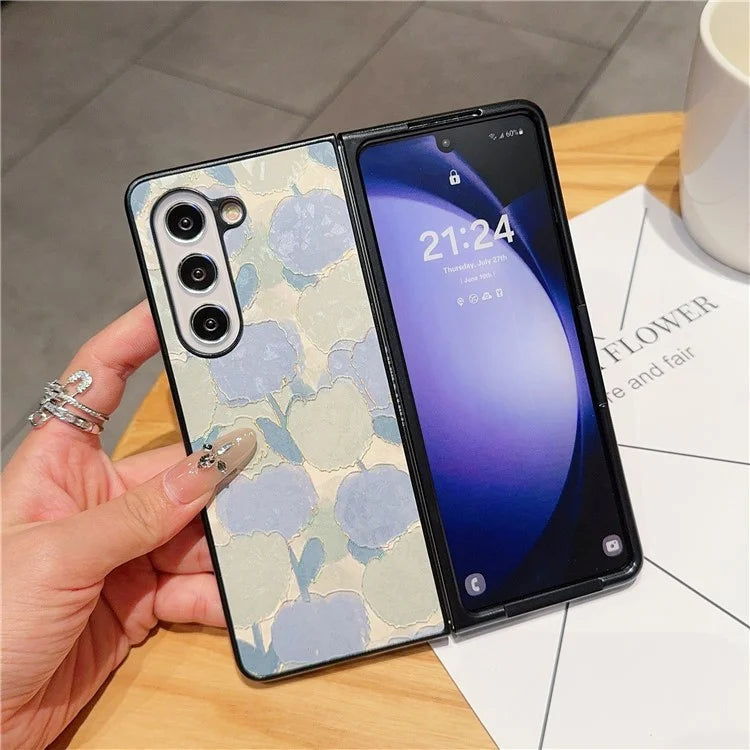 For Samsung Galaxy Z Fold6 5G Case Lacquered Pattern PU Leather PC Phone Cover