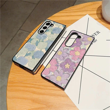 For Samsung Galaxy Z Fold6 5G Case Lacquered Pattern PU Leather PC Phone Cover
