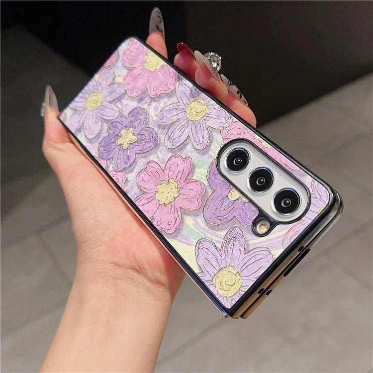 For Samsung Galaxy Z Fold6 5G Case Lacquered Pattern PU Leather PC Phone Cover